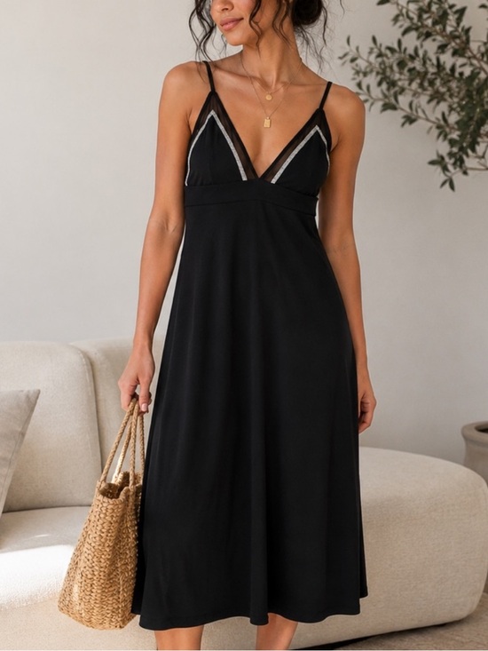 Zara Dresses & Skirts - Zara Women’s Black V-Neck Slip Dress, Preppy, Boho, Edgy, Sexy